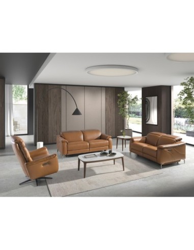 Sillón relax giratorio piel marrón