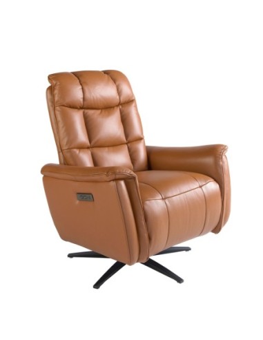 Sillón relax giratorio piel marrón
