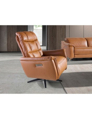 Sillón relax giratorio piel marrón