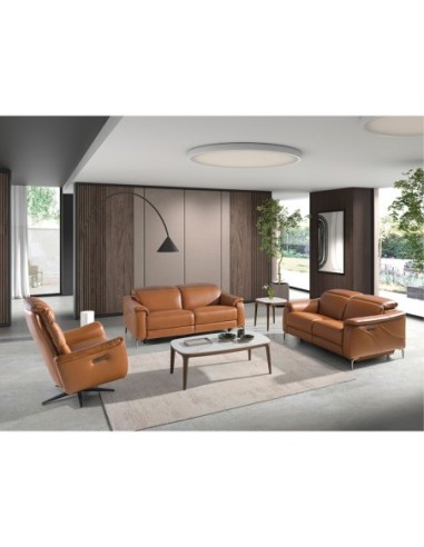 Sillón relax giratorio piel marrón