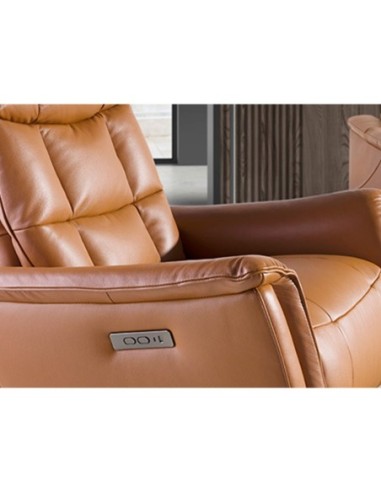 Sillón relax giratorio piel marrón