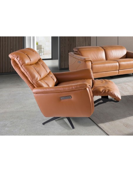 Sillón relax giratorio piel marrón