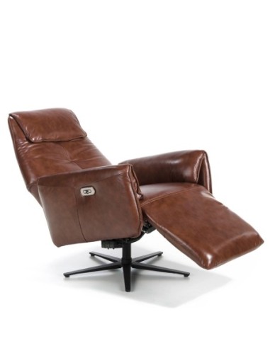 Sillón relax giratorio piel marrón chocolate