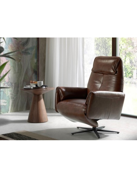Sillón relax giratorio piel marrón chocolate