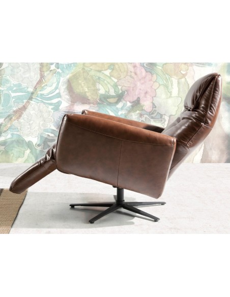 Sillón relax giratorio piel marrón chocolate