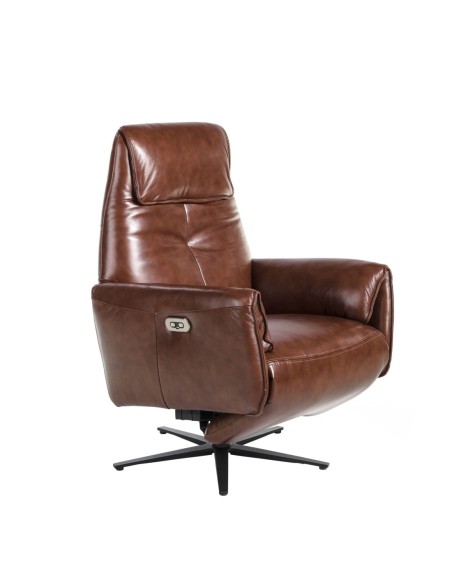 Sillón relax giratorio piel marrón chocolate
