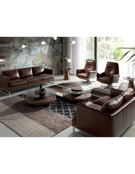 Sillón relax giratorio piel marrón chocolate