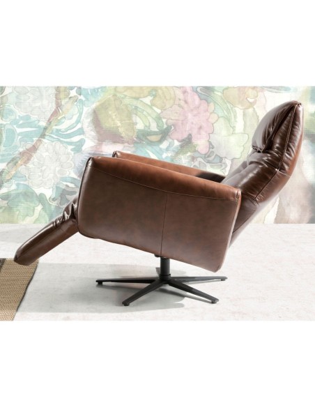 Sillón relax giratorio piel marrón chocolate