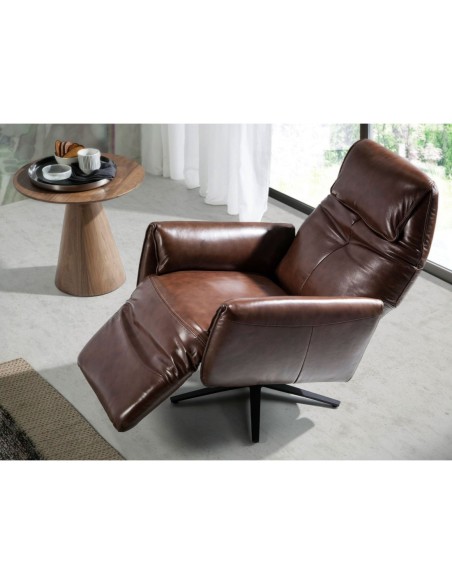 Sillón relax giratorio piel marrón chocolate