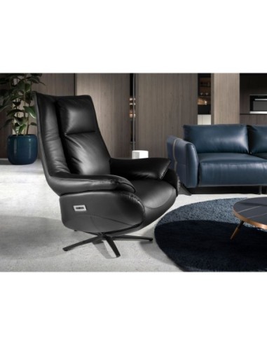 Sillón relax giratorio piel negro