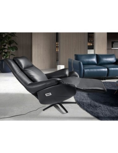 Sillón relax giratorio piel negro