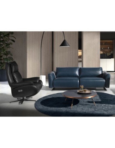 Sillón relax giratorio piel negro