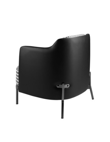 Sillón tela blanca y negra y polipiel negro