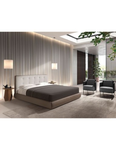 Sillón tela blanca y negra y polipiel negro