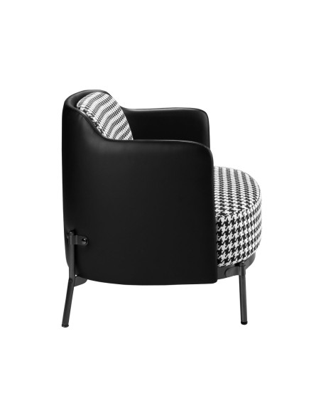 Sillón tela blanca y negra y polipiel negro