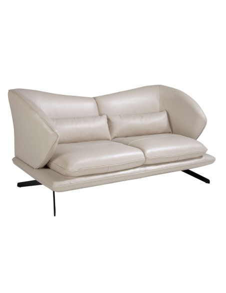 Sofá 2 plazas piel gris taupe