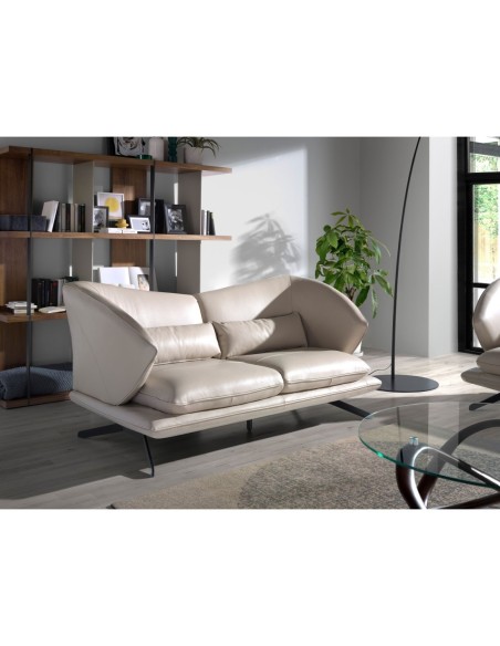 Sofá 2 plazas piel gris taupe