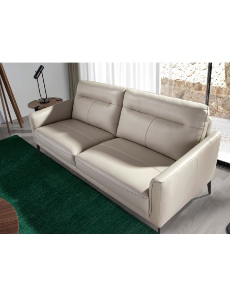 Sofá 2 plazas piel gris taupe