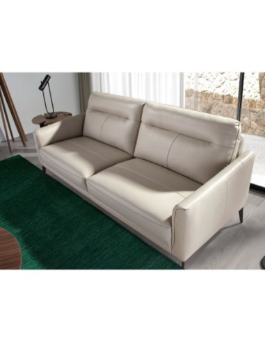 Sofá 2 plazas piel gris taupe
