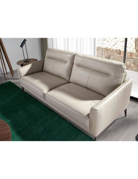 Sofá 2 plazas piel gris taupe