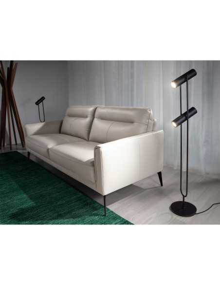 Sofá 3 plazas piel gris taupe