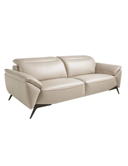 Sofá 3 plazas piel gris taupe