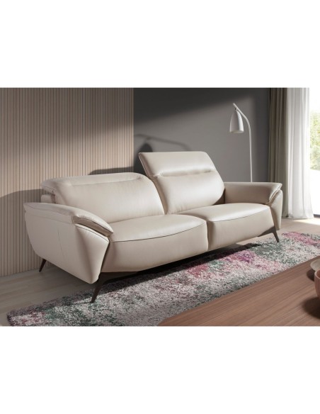 Sofá 3 plazas piel gris taupe