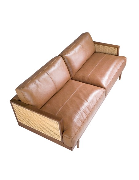 Sofá 3 plazas piel marrón