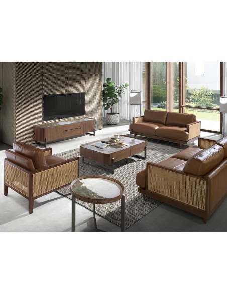 Sofá 3 plazas piel marrón