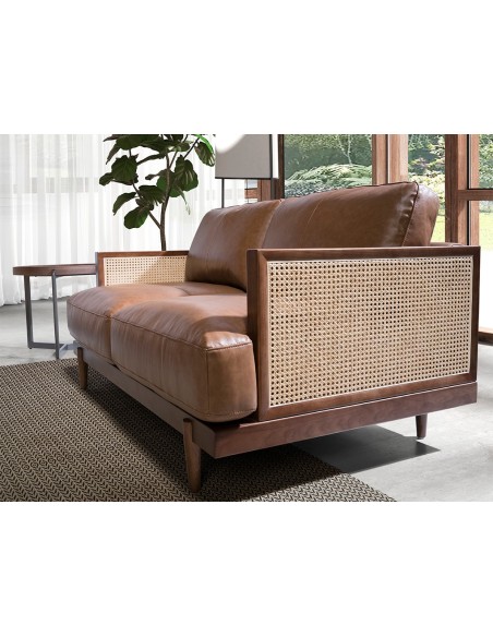 Sofá 3 plazas piel marrón