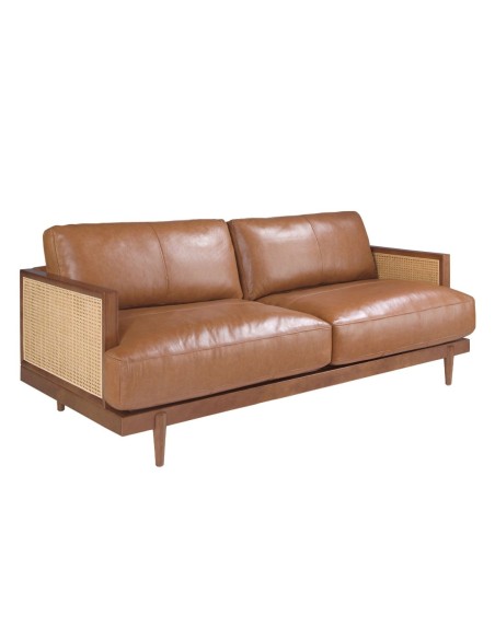 Sofá 3 plazas piel marrón