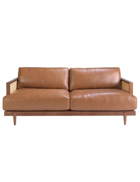 Sofá 3 plazas piel marrón