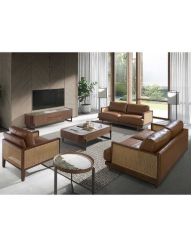 Sofá 3 plazas piel marrón