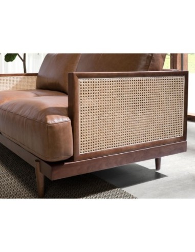 Sofá 3 plazas piel marrón