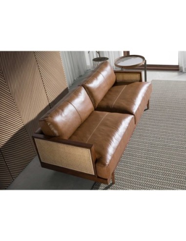 Sofá 3 plazas piel marrón