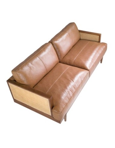 Sofá 3 plazas piel marrón