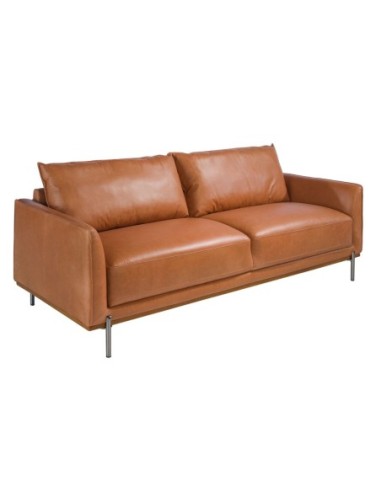 Sofá 3 plazas piel marrón