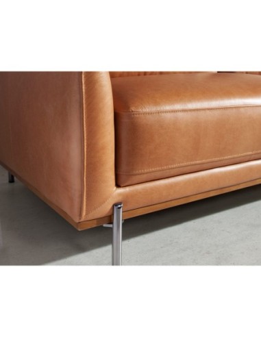 Sofá 3 plazas piel marrón