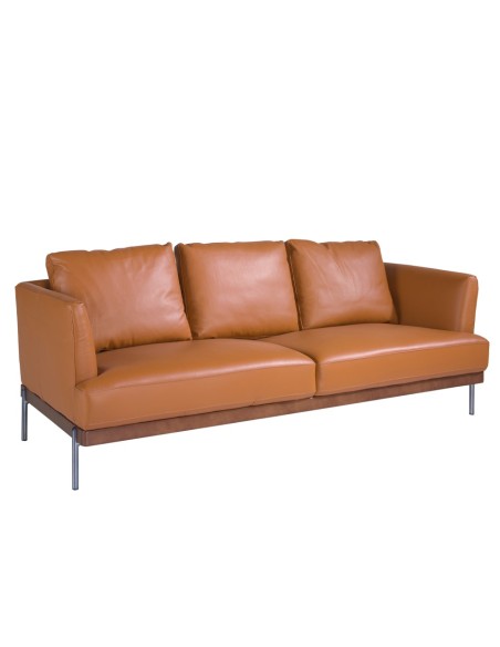 Sofá 3 plazas piel marrón