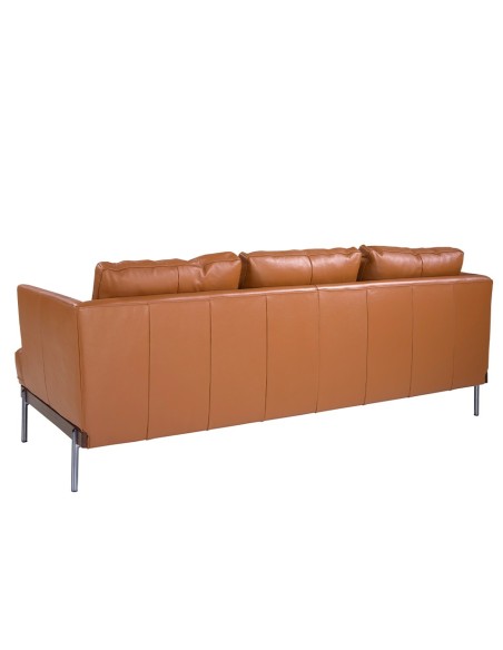 Sofá 3 plazas piel marrón