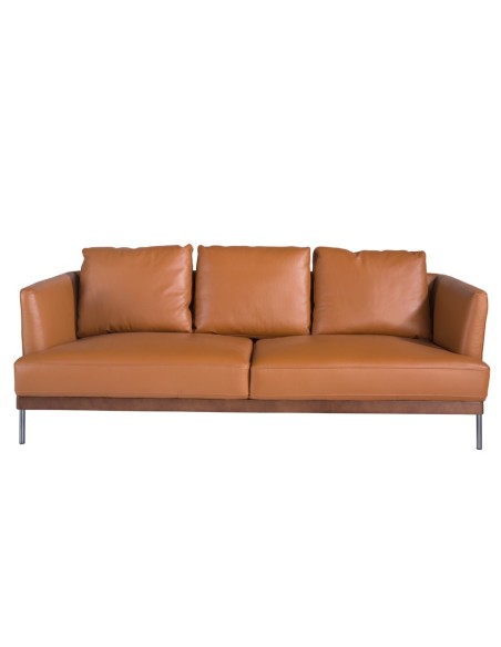 Sofá 3 plazas piel marrón