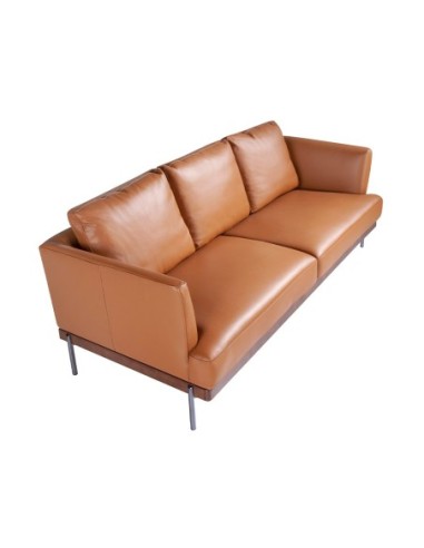 Sofá 3 plazas piel marrón