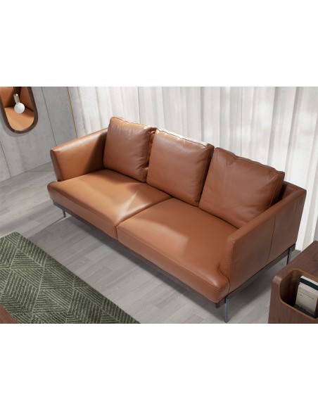 Sofá 3 plazas piel marrón