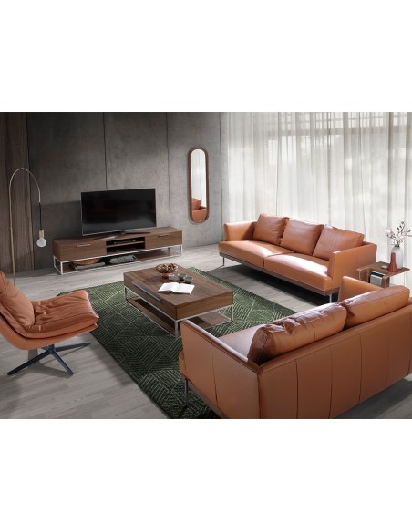 Sofá 3 plazas piel marrón