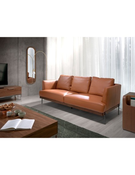 Sofá 3 plazas piel marrón