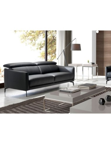 Sofá 3 plazas piel negro