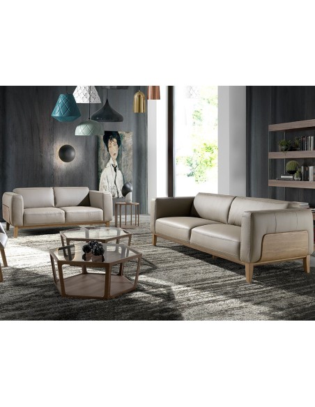 Sofá 3 plazas piel visón