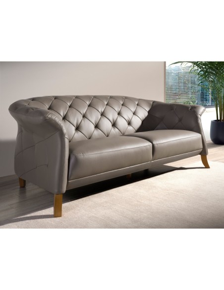 Sofá Chester 2 plazas piel gris